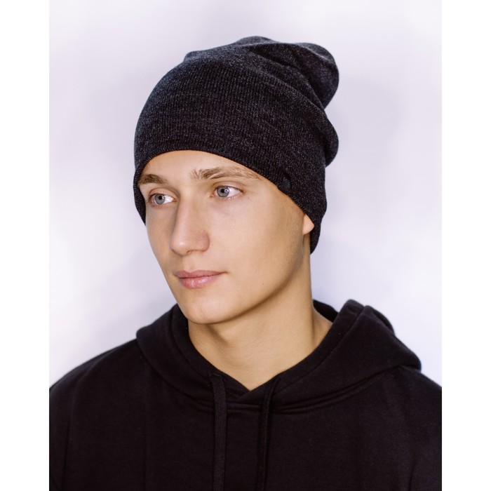 Шапка мужская демисезонная "ФЛАЕР М" 830108 цвет тёмно-серый меланж, р-р 56-58