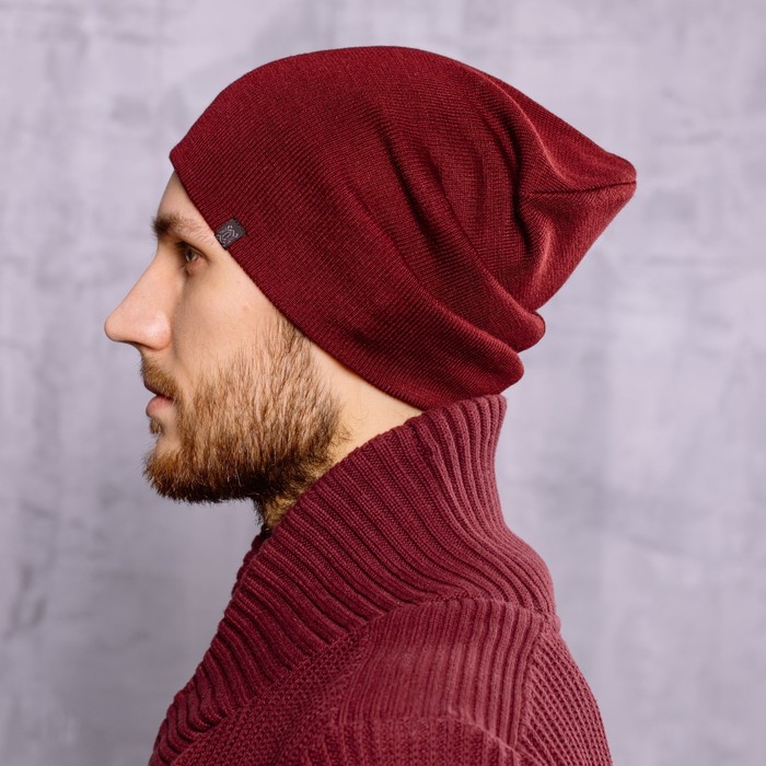 Шапка мужская демисезонная "ФЛАЕР М" 830119 цвет бордовый, р-р 56-58