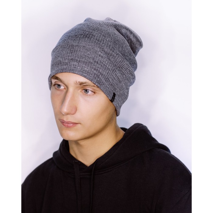 Шапка мужская "ФРИДЕЙ М" демисезонная 810204 цвет серый, р-р 56-58