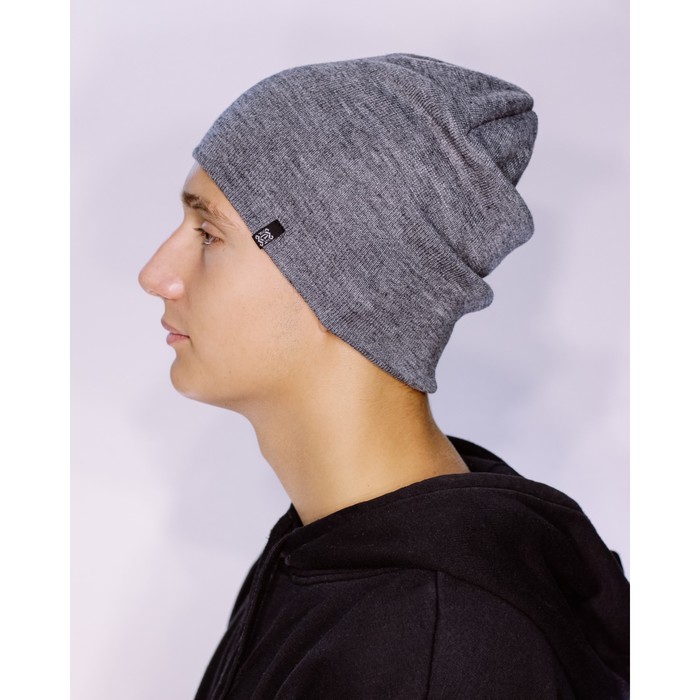 Шапка мужская "МАКС" демисезонная 818704 цвет серый меланж, р-р 56-58