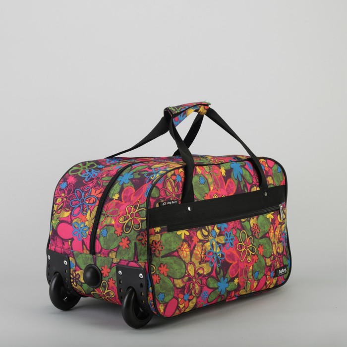 Сумка дорожная на колёсах "Ромашки", отдел на молнии, наружный карман