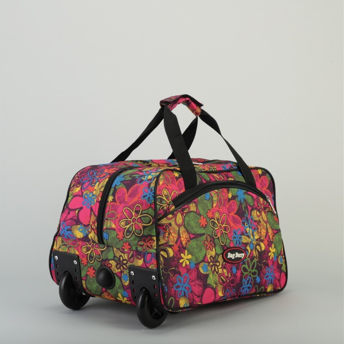 Сумка дорожная на колёсах "Ромашки", отдел на молнии, наружный карман