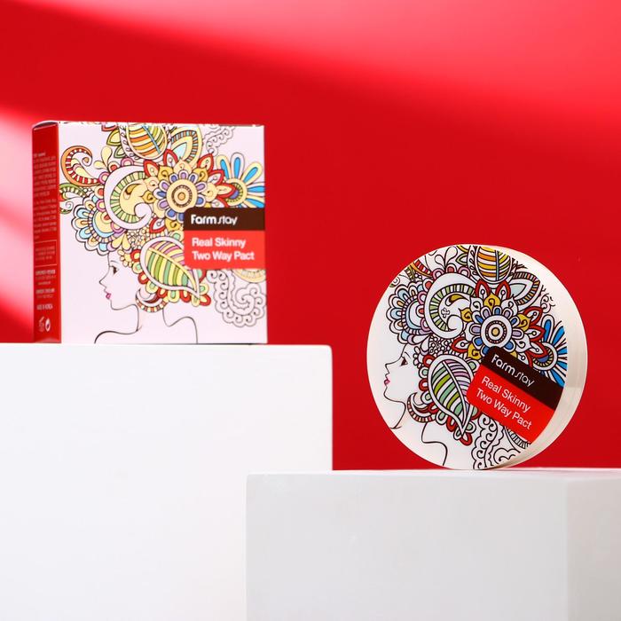 Компактная пудра двойного действия FarmStay тон №21 Светлый Беж (со сменным блоком), 13 г + 13 г 3