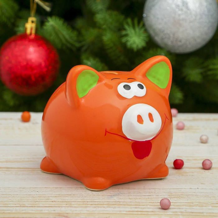 Копилка керамика "Весёлая хрюшка" 9х11х9 см