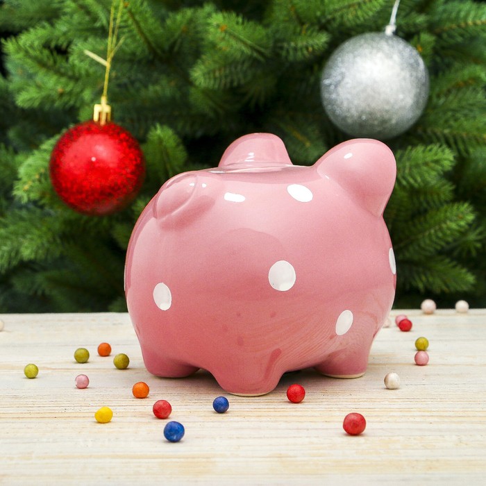 Копилка керамика "Поросёнок в горошек" 11х12х10 см