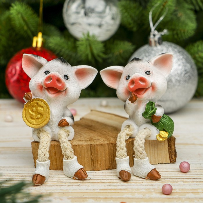 Сувенир полистоун "Поросёночек-малыш с ножками" МИКС 6х5,5х3,5 см