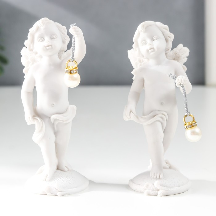 Сувенир полистоун Белоснежный ангел с жемчужиной МИКС 10,5х4,2х4,5 см цена и фото