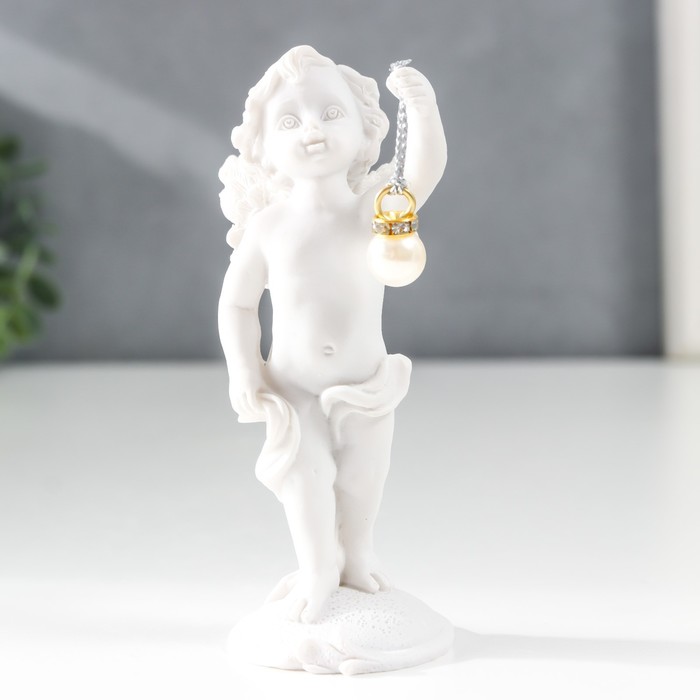 Сувенир полистоун "Белоснежный ангел с жемчужиной" МИКС 10,5х4,2х4,5 см