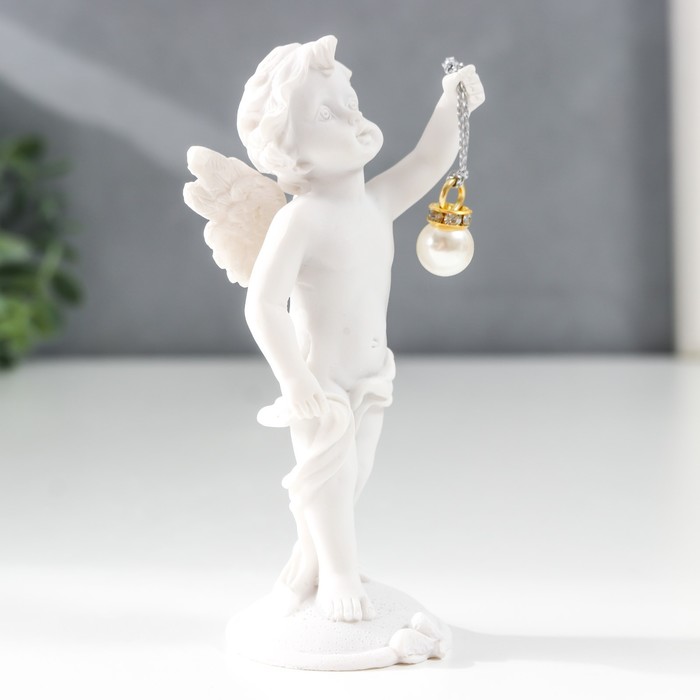 Сувенир полистоун "Белоснежный ангел с жемчужиной" МИКС 10,5х4,2х4,5 см