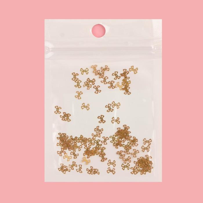 Декоративный элемент для ногтей «Бантик», 0,5x0,4см, 100шт, цвет золотой