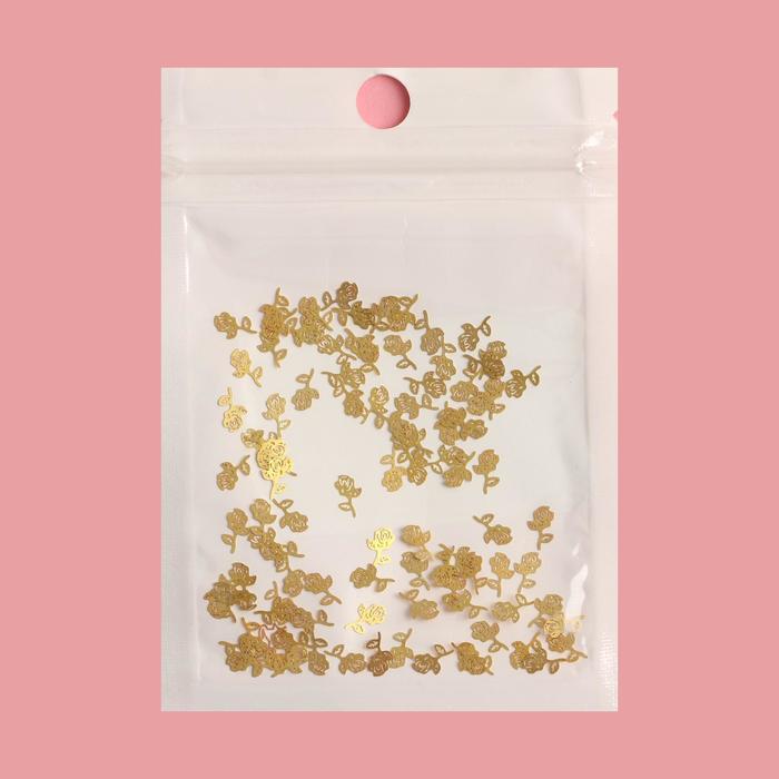 Декоративный элемент для ногтей «Роза», 0,7x0,4см, 100шт, цвет золотой