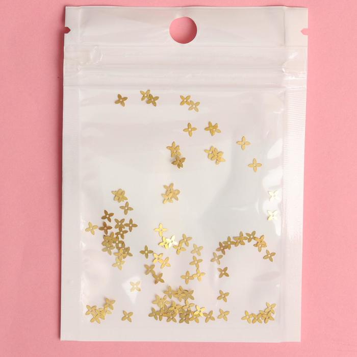 Декоративный элемент для ногтей «Цветочек», 0,4x0,4см, 100шт, цвет золотой