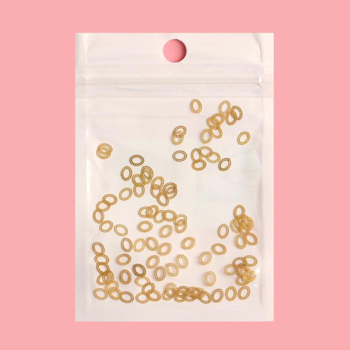 Декоративный элемент для ногтей «Овал», 0,5x0,4см, 100шт, цвет золотой