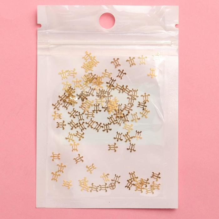Декоративный элемент для ногтей «Черепашка», 0,5x0,5см, 100шт, цвет золотой