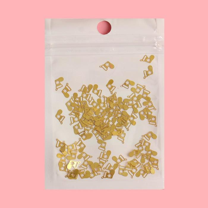 Декоративный элемент для ногтей «Носок», 0,5x0,7см, 100шт, цвет золотой