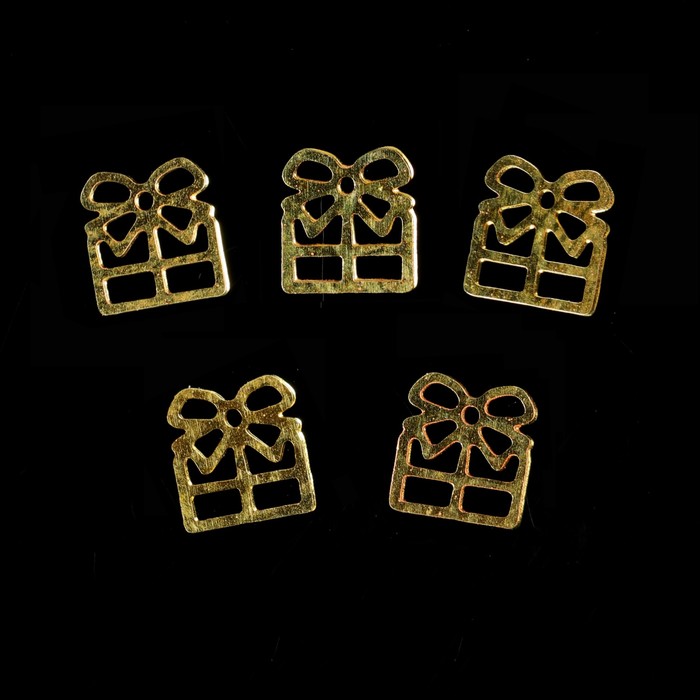 Декоративный элемент для ногтей «Подарок», 0,4x0,4см, 100шт, цвет золотой