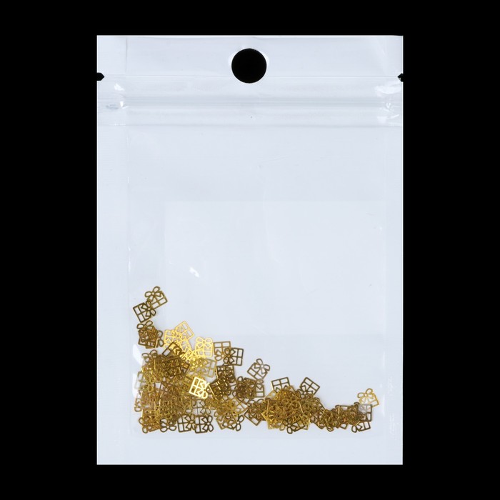 Декоративный элемент для ногтей «Подарок», 0,4x0,4см, 100шт, цвет золотой