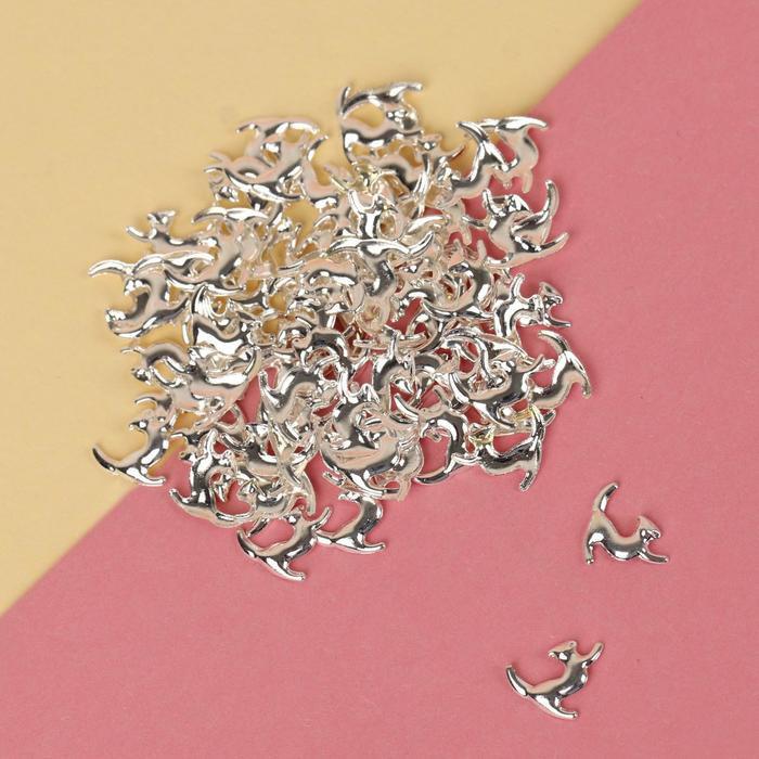 Декоративный элемент для ногтей «Кошка», 0,7x0,6см, 100шт, цвет серебристый