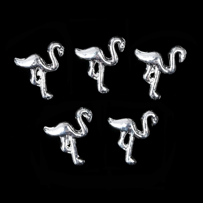 Декоративный элемент для ногтей «Фламинго», объёмный, 0,8x0,8см, цвет серебристый