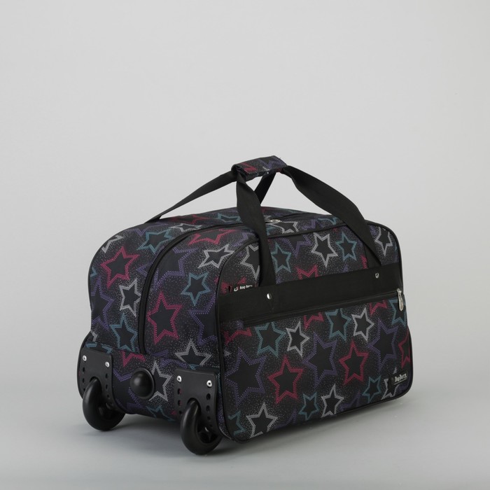 Сумка дорожная на колёсах "Звёзды", отдел на молнии, наружный карман