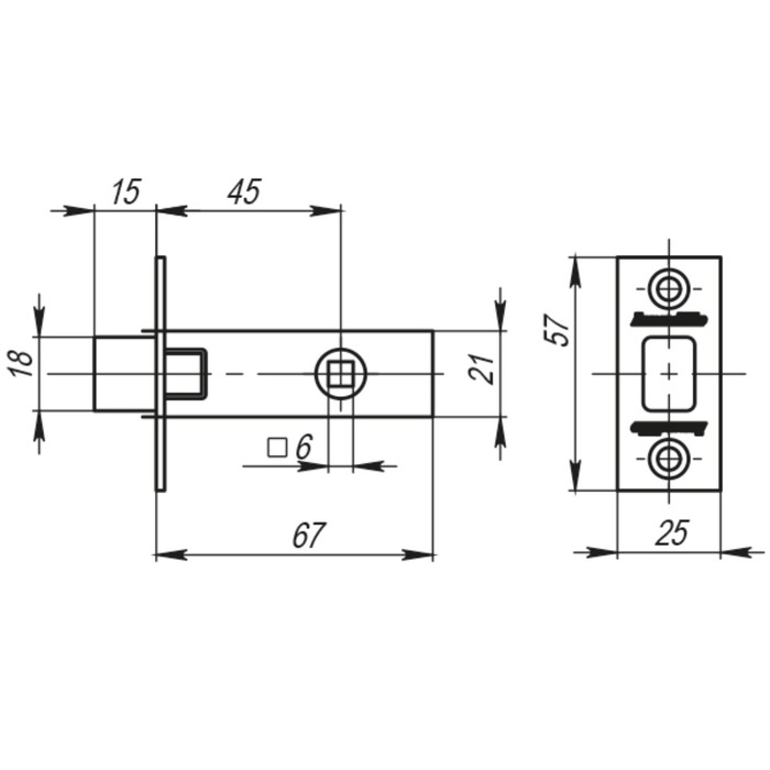 Задвижка врезная Armadillo DB 920-45-25 AB SKIN, цвет бронза