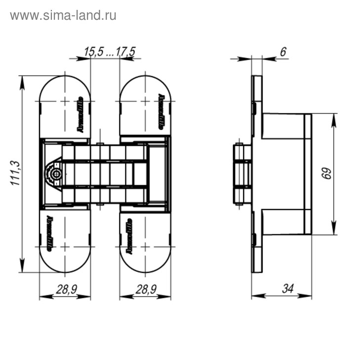 фото Петля скрытой установки armadillo universal 3d-ach 60 ab, с 3d-регул., цвет бронза