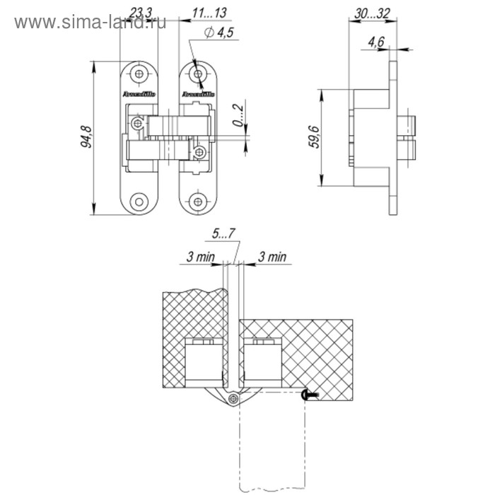 

Петля скрытой установки Armadillo Architect 3D-ACH 40 CP-8 с 3D-регул., правая, цвет хром