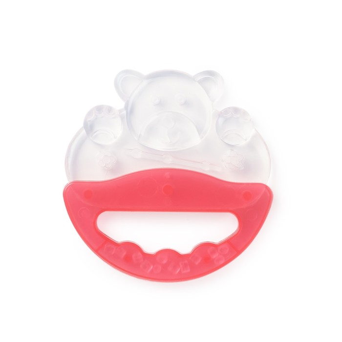 Прорезыватель-погремушка с ручкой, красный