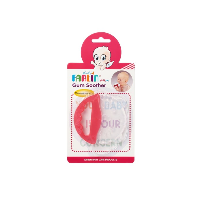 Прорезыватель-погремушка с ручкой, красный