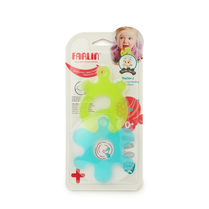 Прорезыватель "Головоломка", 0+, салатовый-голубой