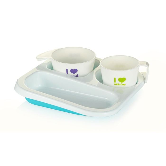 Набор посуды для кормления, голубой