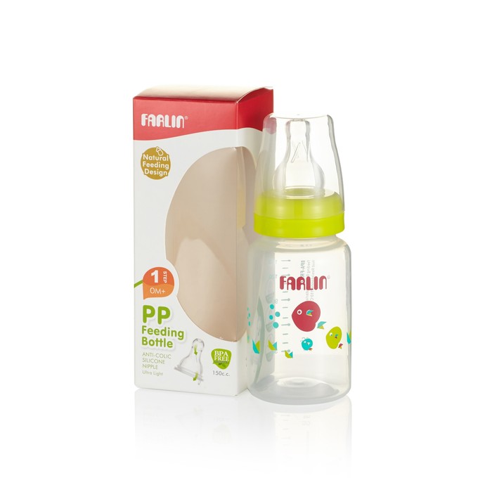 Полипропиленовая бутылочка для кормления со стандартным горлышком, 150 мл., салатовая