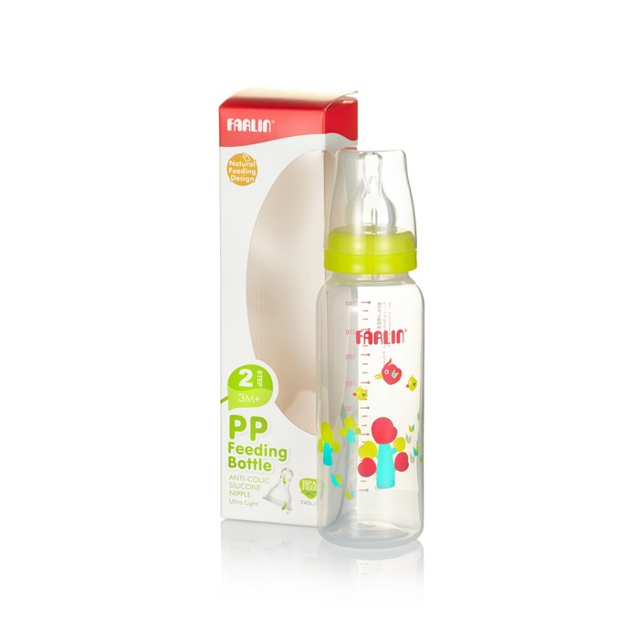 Полипропиленовая бутылочка для кормления со стандартным горлышком, 240 мл., салатовая