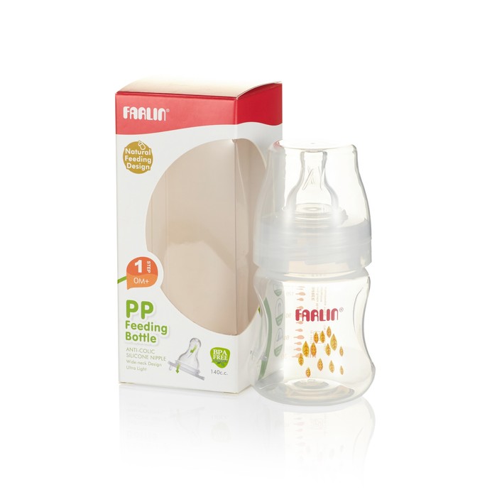 Полипропиленовая бутылочка для кормления с широким горлышком, 140 мл.