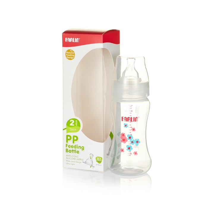 Полипропиленовая бутылочка для кормления с широким горлышком, 270 мл.