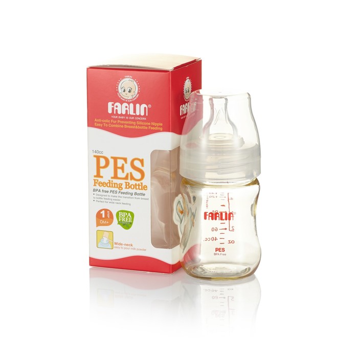 Бутылочка для кормления из полиэфирсульфона с широким горлышком, 140 мл.
