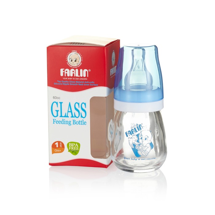 Стеклянная бутылочка для кормления со стандартным горлышком, 60 мл.