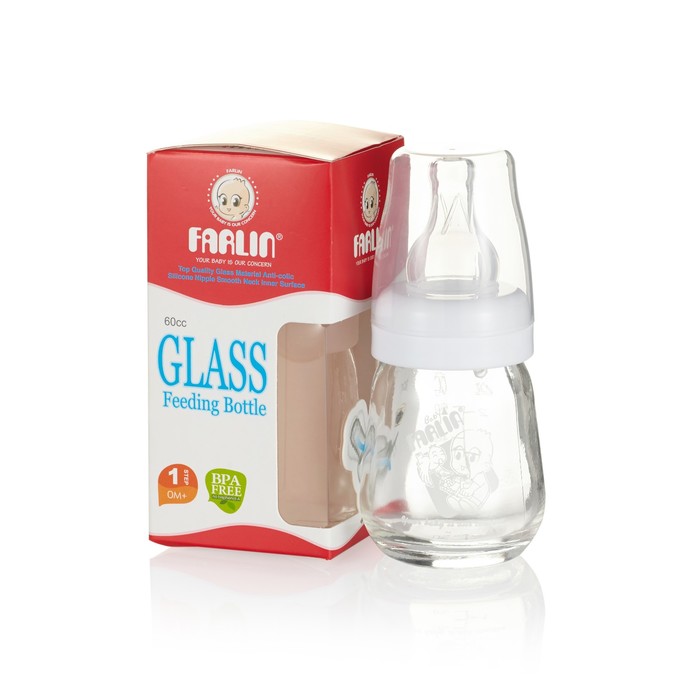 Стеклянная бутылочка для кормления со стандартным горлышком, 60 мл.