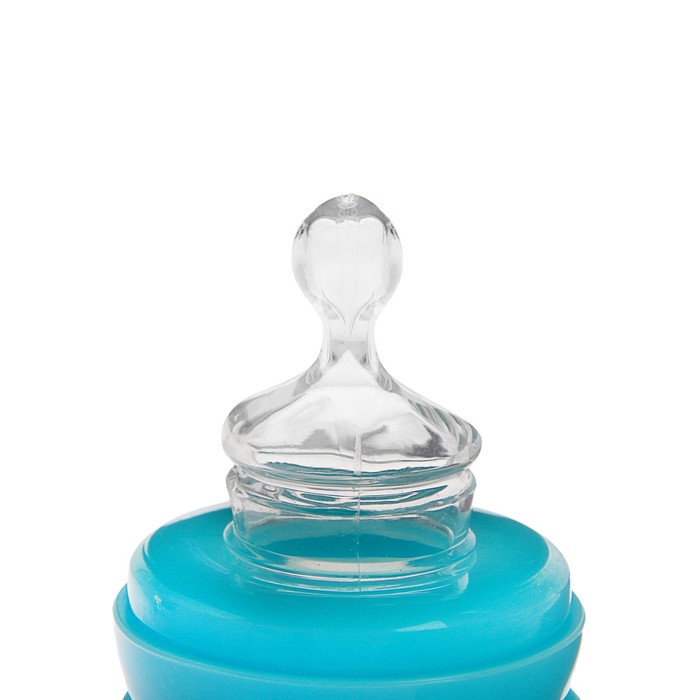 Бутылочка для кормления с ручками, 280 мл, от 0 мес., цвет белый/голубой, рисунок МИКС