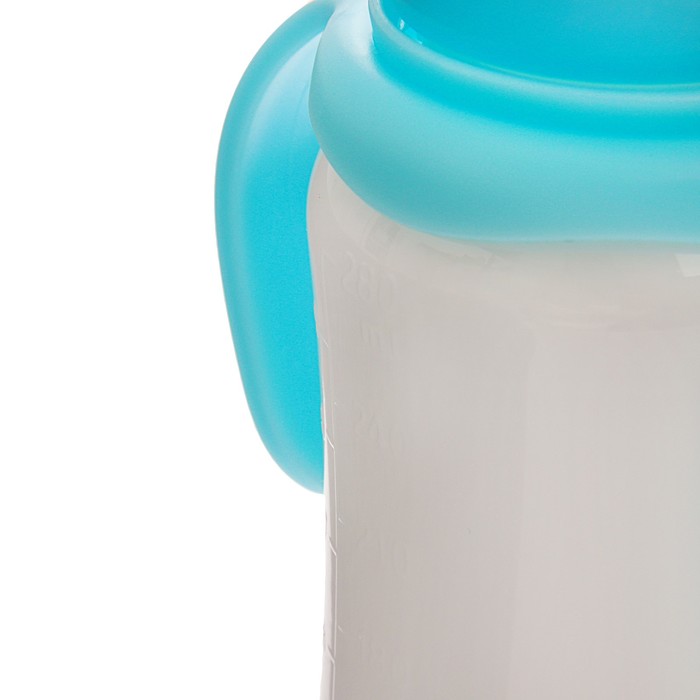 Бутылочка для кормления с ручками, 280 мл, от 0 мес., цвет белый/голубой, рисунок МИКС