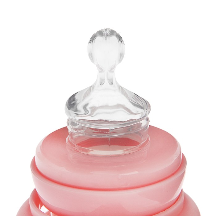 Бутылочка для кормления с ручками, 280 мл, от 0 мес., цвет белый/розовый, рисунок МИКС