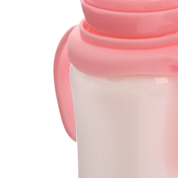 Бутылочка для кормления с ручками, 280 мл, от 0 мес., цвет белый/розовый, рисунок МИКС