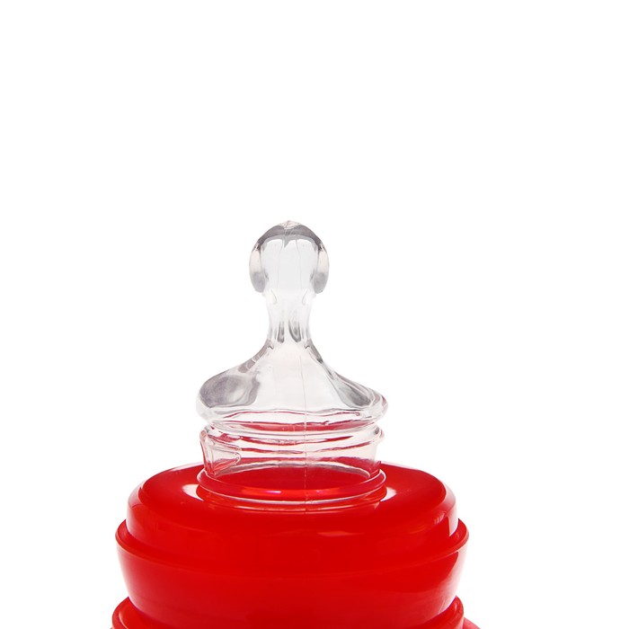 Бутылочка для кормления цветная с ручками, 280 мл, от 0 мес., цвет красный