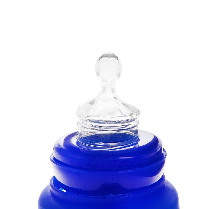 Бутылочка для кормления цветная с ручками, 280 мл, от 0 мес., цвет синий