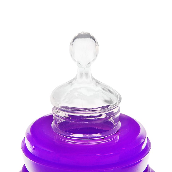 Бутылочка для кормления цветная с ручками, 280 мл, от 0 мес., цвет фиолетовый