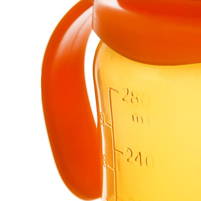 Бутылочка для кормления цветная с ручками, 280 мл, от 0 мес., цвет золотой