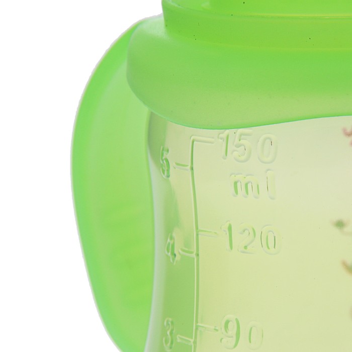 Бутылочка для кормления цветная с ручками, 150 мл, от 0 мес., цвет зелёный