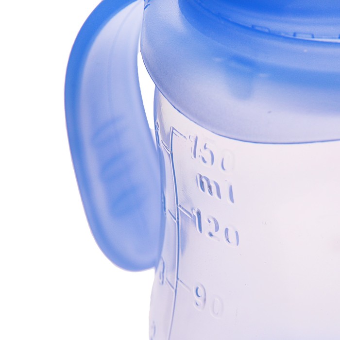 Бутылочка для кормления цветная с ручками, 150 мл, от 0 мес., цвет голубой