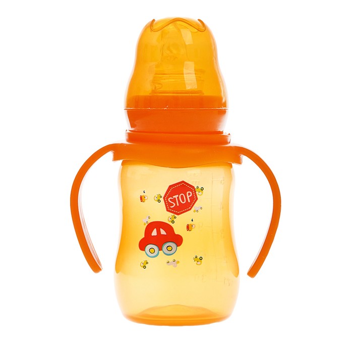 Бутылочка для кормления цветная с ручками, 150 мл, от 0 мес., цвет золотой