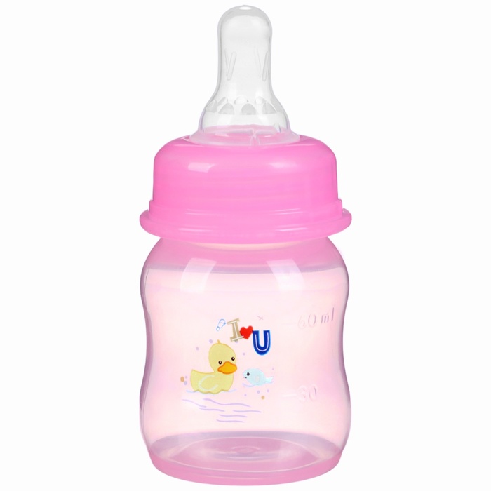 Бутылочка для кормления цветная, 60 мл, от 0 мес., цвета МИКС для девочки